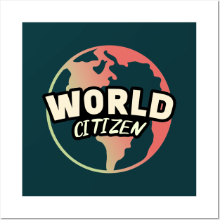 World Citizen || Minimalist Planet Earth || Colorful World Map Posters and Art